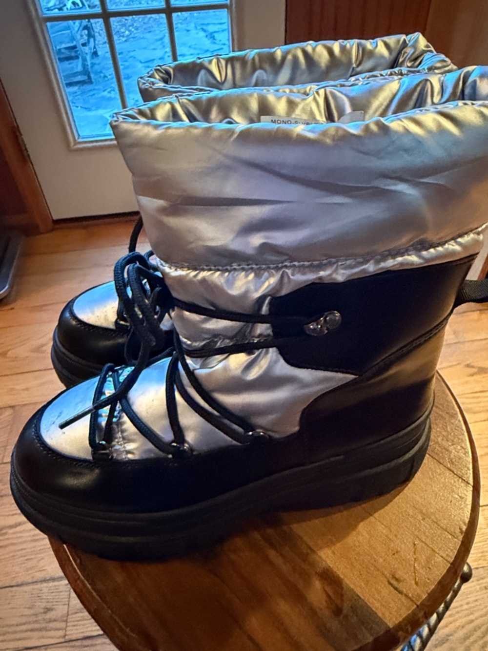Insulated Black and Silver Winter Snow Boots